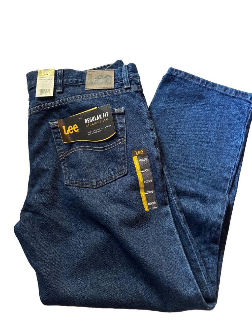 Lee Jeans Men's 40x29 Blue Cotton Denim Straight Leg Regular Fit Dark Blue